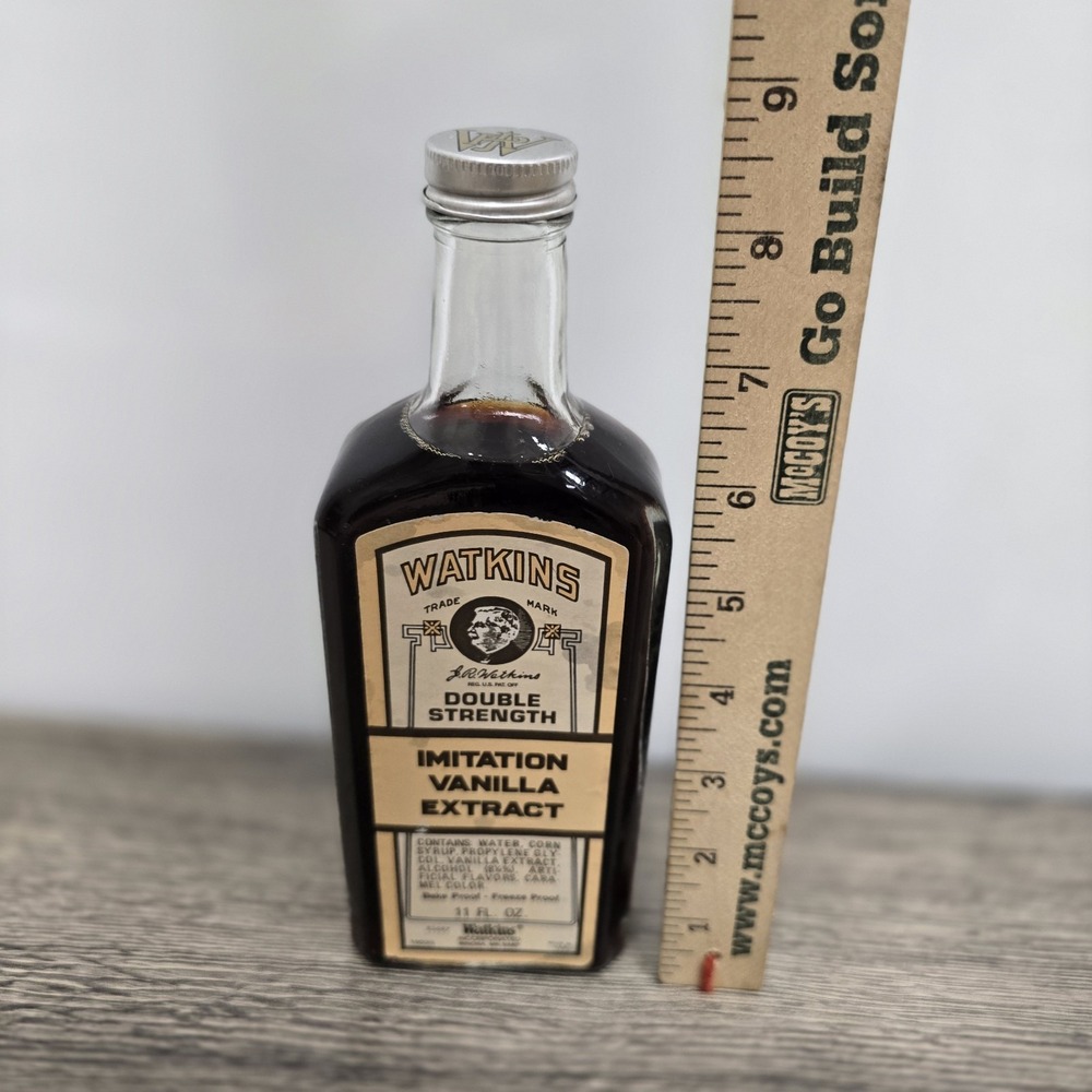 Vintage 1960s Watkins Imitation Vanilla Extract 11 oz Glass Bottle New Sealed!‎ - Picture 4 of 6
